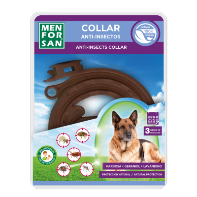 MEN FOR SAN COLLAR ANTI INSECTOS PERROS 3 ACTIVOS