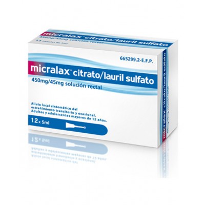 MICRALAX CITRATOLAURIL SULFOACETATO 450 MGML  45 MGML SOLUCION RECTAL 12 ENEMAS 5 ML