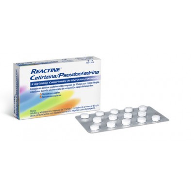 REACTINE CETIRIZINAPSEUDOEFEDRINA 5 MG120 MG 14 COMPRIMIDOS LIBERACION PROLONGADA